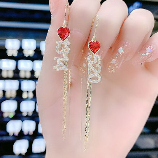 Women's Red Love Heart Trendy Hanging Super Earrings