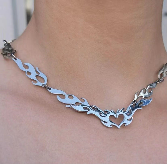 Fashion Punk Hollow Heart Hip Hop Necklaces