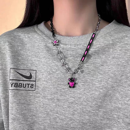 Women's Bear Pendant Leather For Light Luxury Minority Necklaces