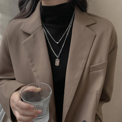 Women's Twin Niche Design Sweater Chain Fashionable Necklaces