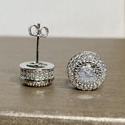 Full-jeweled Bezel Setting Round Zircon Full Earrings