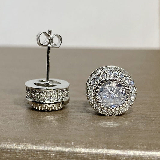 Full-jeweled Bezel Setting Round Zircon Full Earrings