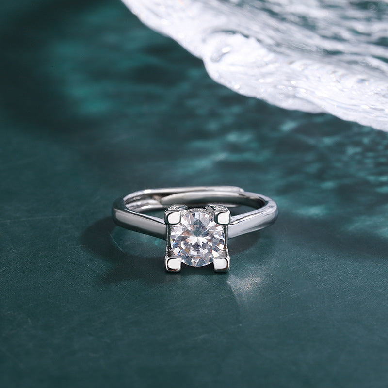 Women's Live Broadcast Moissanite Letters Carat Sterling Rings