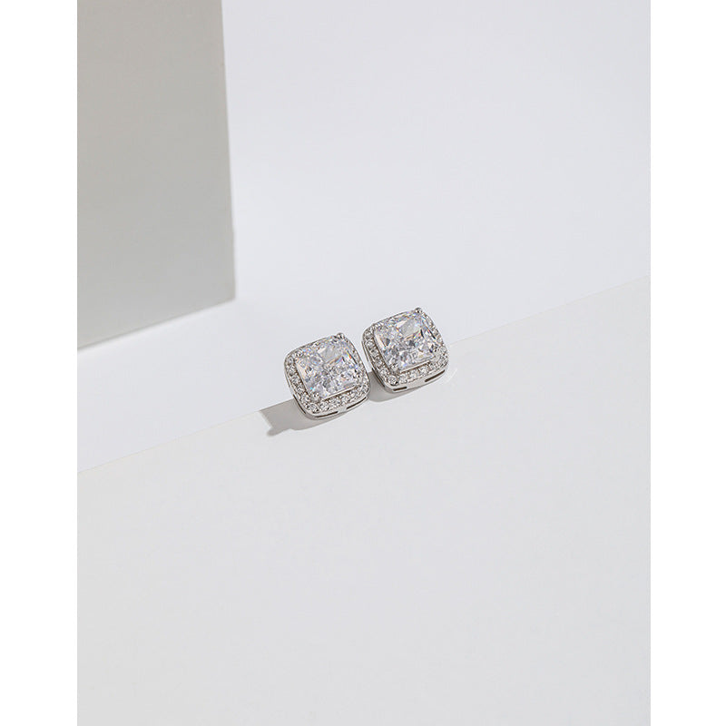 Women's Carbon Diamond Square For Niche Temperament Ice Earrings