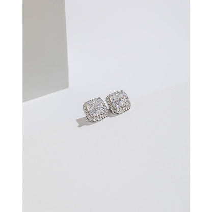 Women's Carbon Diamond Square For Niche Temperament Ice Earrings