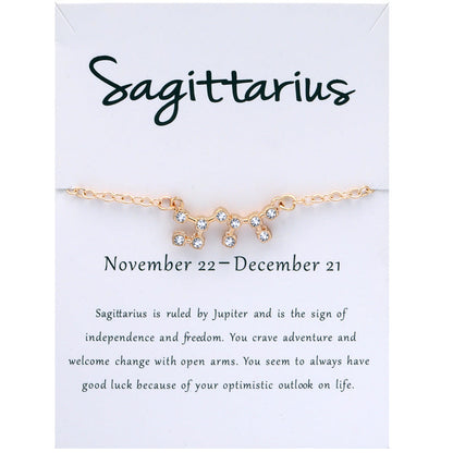 Diamond Twee Constellations Rhinestone Constellation Card Bracelets