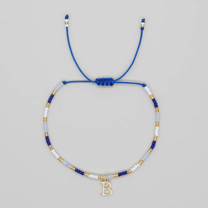 Women's Simple Style Contrast Color Bead English Letters Handmade Bracelets