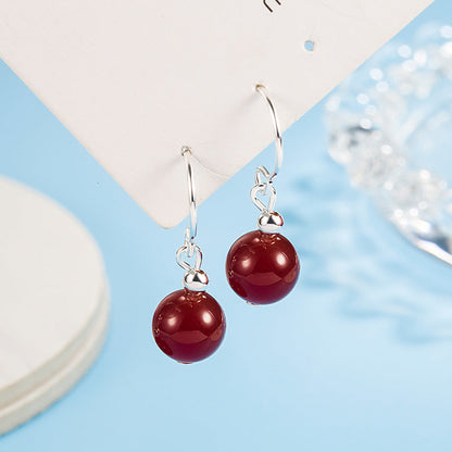 Hook Vintage Red Bean Niche Design Earrings