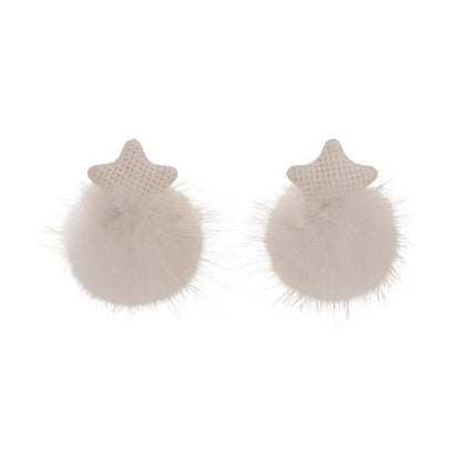 Ear Female Design Five-pointed Hair Ball Earrings