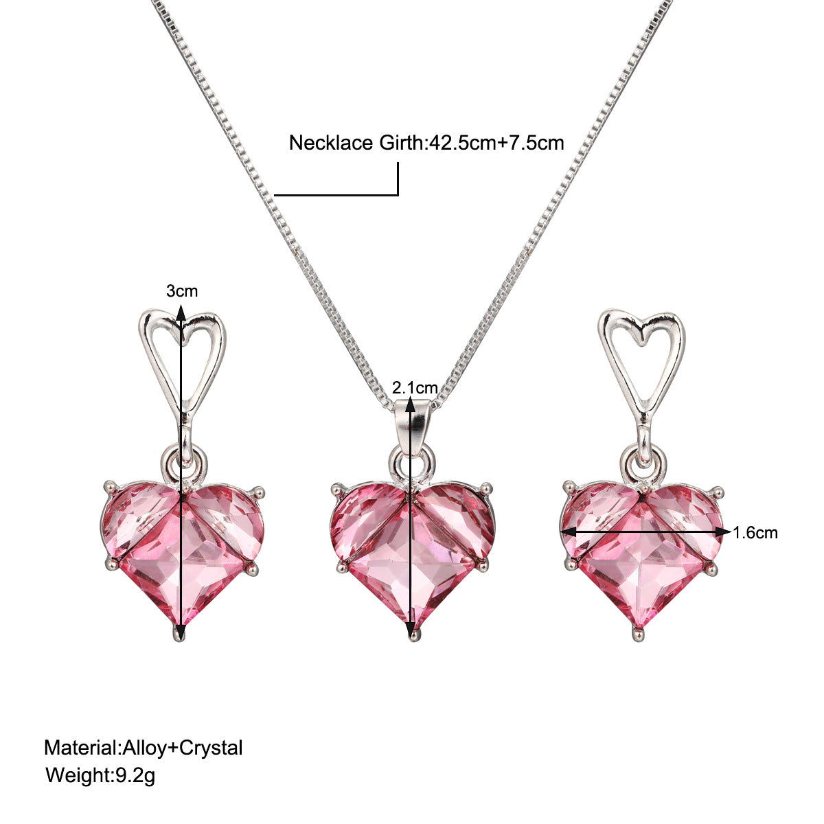 Pink Love Heart And Suite Peach Necklaces