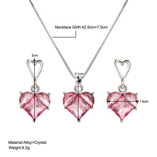 Pink Love Heart And Suite Peach Necklaces