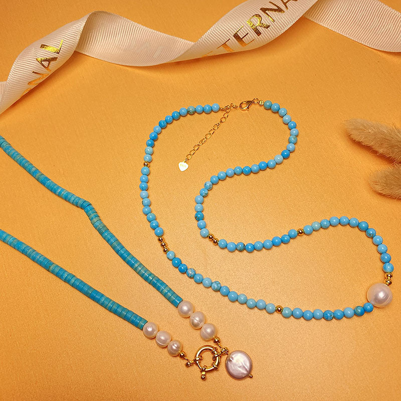 Baroque Natural Pearl Pendant Turquoise Temperament Necklaces