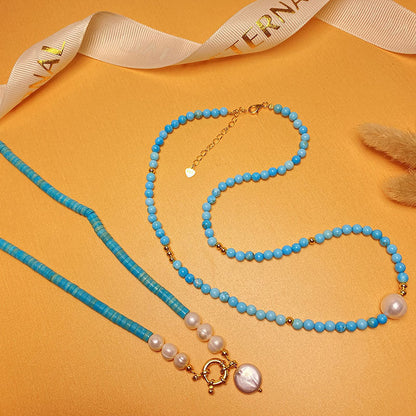 Baroque Natural Pearl Pendant Turquoise Temperament Necklaces