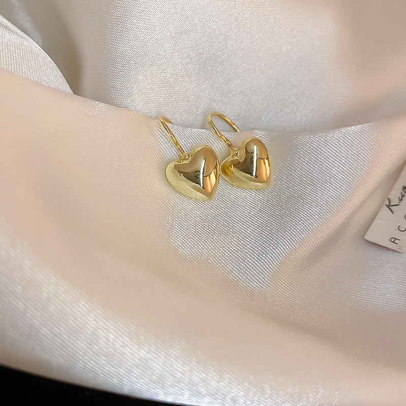 Metallic Simple Love Heart Small Fashion Elegant Earrings
