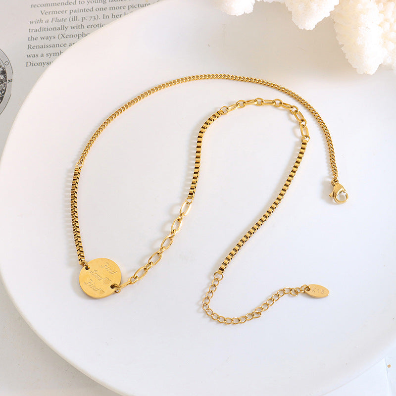 Hop Trend English Round Plate Pendant Stitching Necklaces