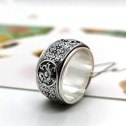 Men's Domineering Sterling Sier Pure Personality Trendy Retro Rings