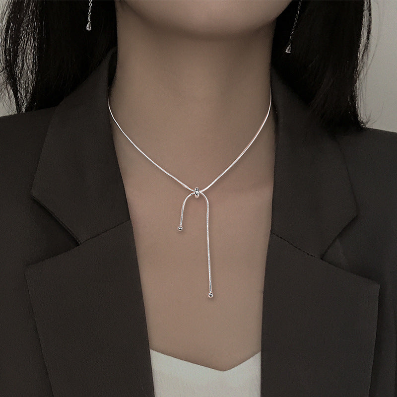 Pull Telescopic Snake Bone Round Beads Adjustable Simple Necklaces