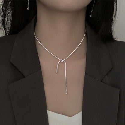 Pull Telescopic Snake Bone Round Beads Adjustable Simple Necklaces