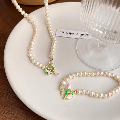 Flower Pendant Pearl Female Clavicle Chain Light Luxury Minority Necklaces