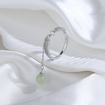 Korean Style Chain Rhinestone Pearl Adjustable Rings