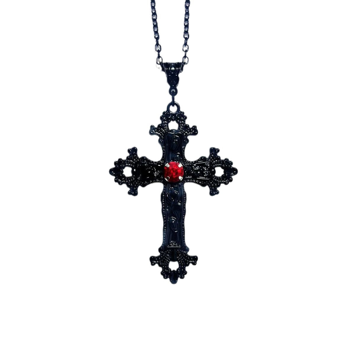 Black Cross Diamond Gothic Punk Aesthetic Necklaces