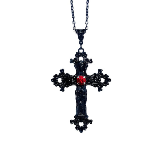 Black Cross Diamond Gothic Punk Aesthetic Necklaces