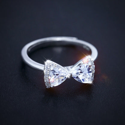 Style Sier Plated Fashion Sweet Bow Switchable Index Finger Rings