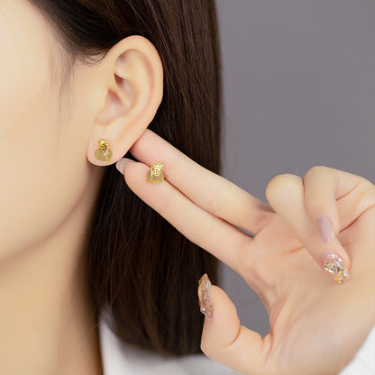 Women's Purse Jade Retro Style High Sense Earrings