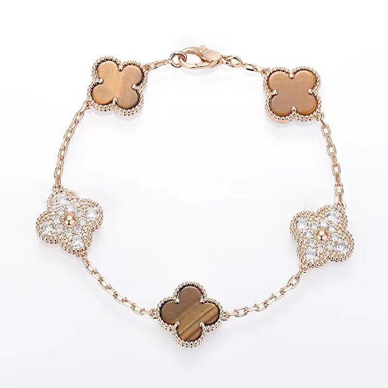 Red Agate Clover Female Pork Belly White Shell Bracelets