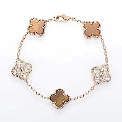 Red Agate Clover Female Pork Belly White Shell Bracelets