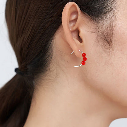 National Style Simple Bean Lucky Beads Ear Small Retro Earrings