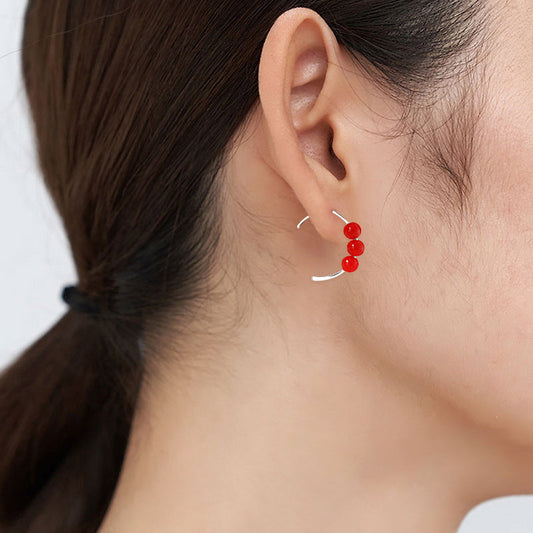 National Style Simple Bean Lucky Beads Ear Small Retro Earrings