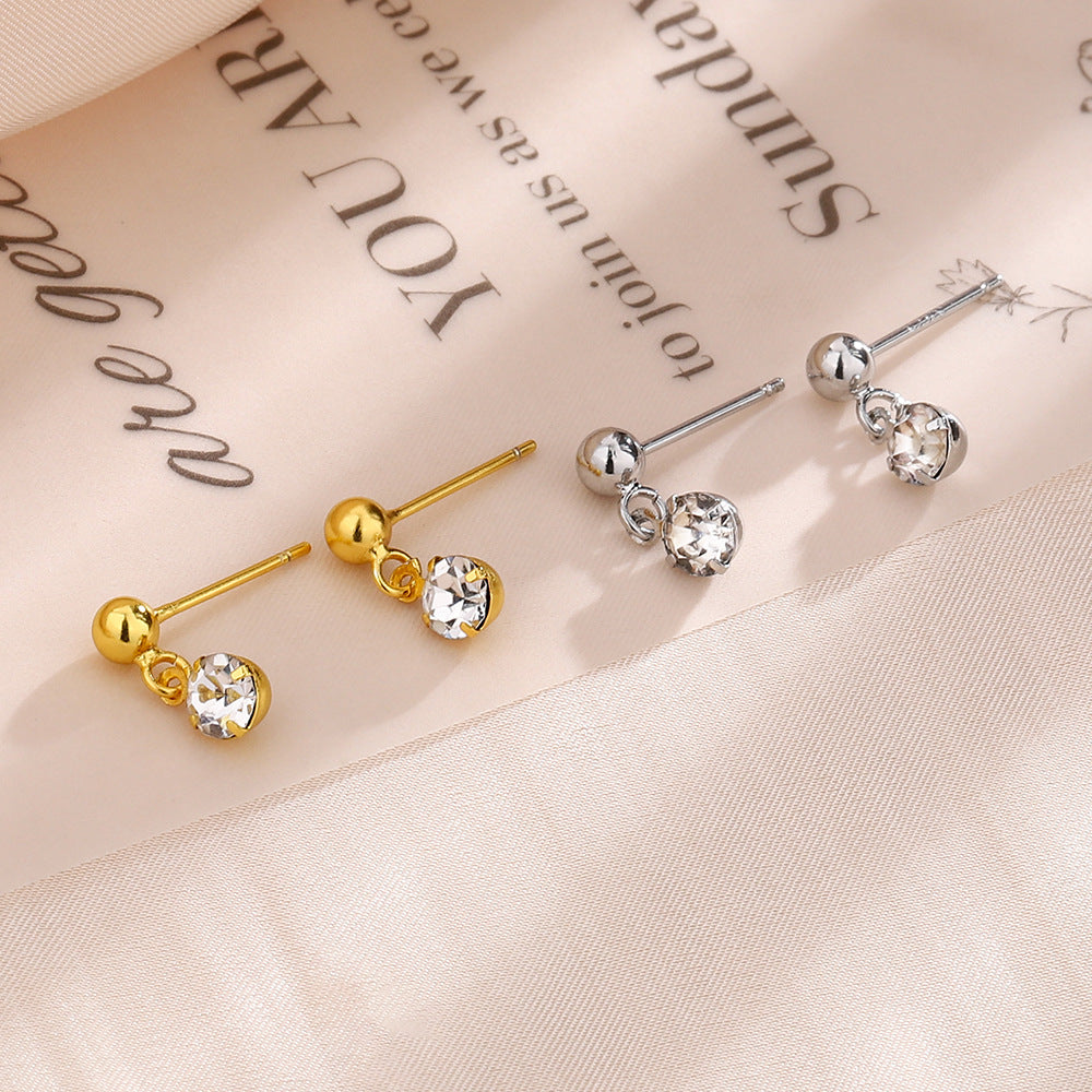 Cute Mini Single Diamond Beads Bean-shaped Rings