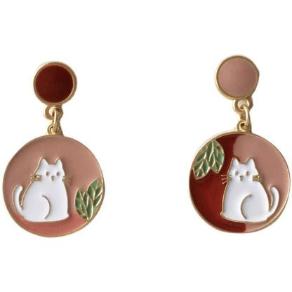 Sier Needle Cute Kitten Ear Simple Graceful Earrings