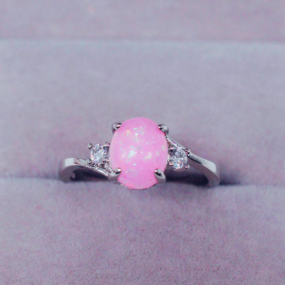 Ornament Opal White Gold Plated Diamond Rings