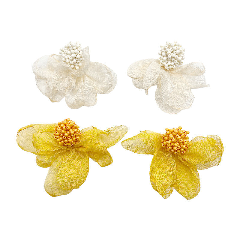 Flowers Yellow Vintage Taste Fairy Exaggerated Earrings