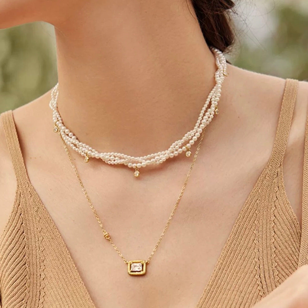 Women's Pearl Collar High Sense Twin Clavicle Necklaces