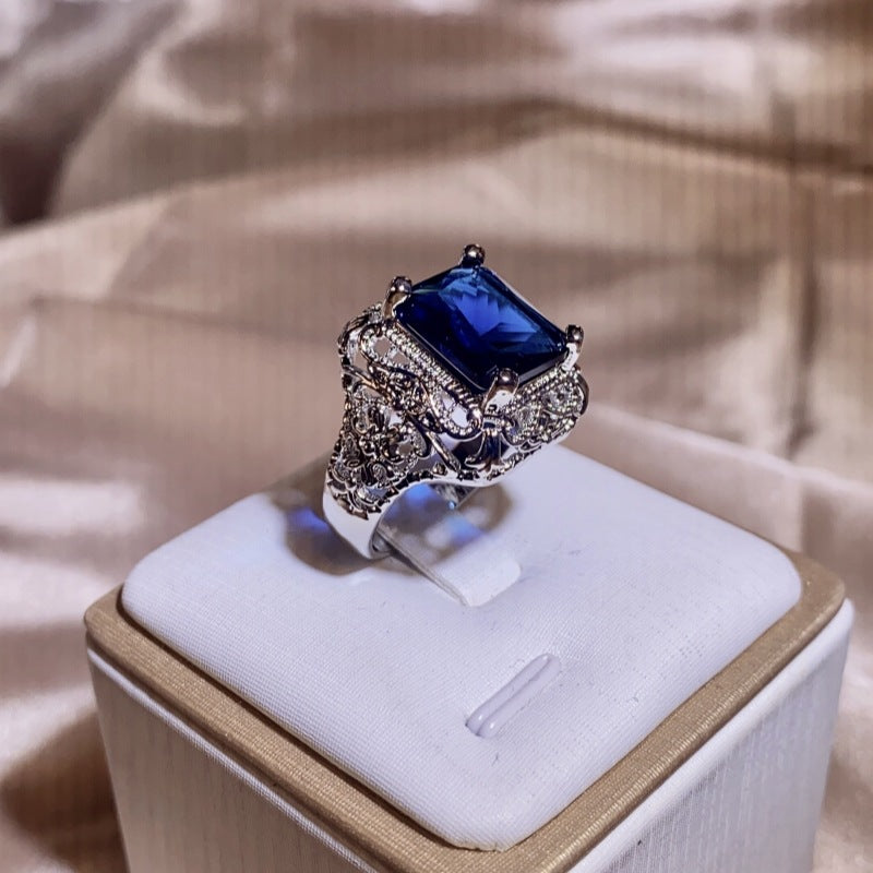 Versatile Slouchy Sier-plated Diamond Sapphire Engagement Rings