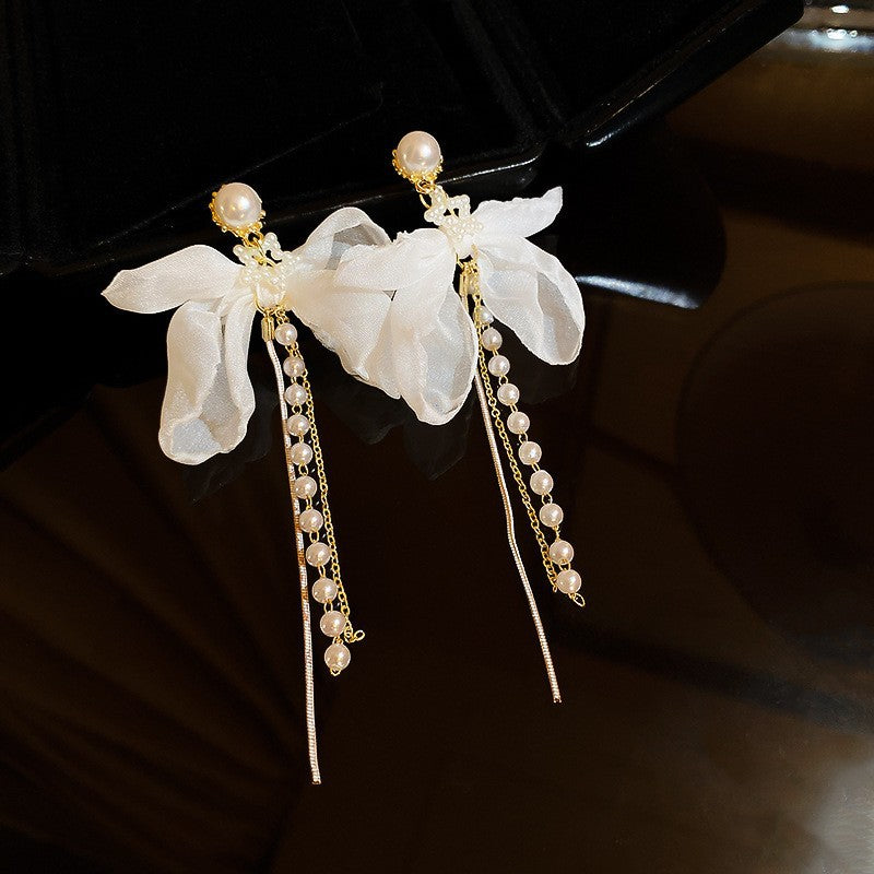 Purple Pearl Diamond Flower Fashion Geometry Pattern Temperament Wild Earrings