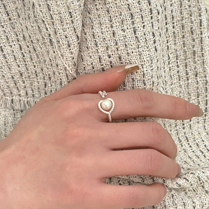 Sweet French Style Temperament Twist Heart-shaped Rings