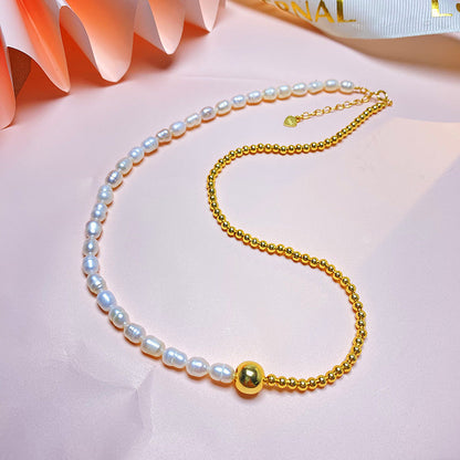 Natural Bead Pearl Stitching Light Luxury Minority Design Necklaces