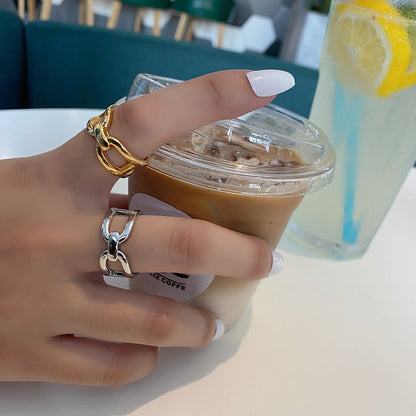 Texture Creative Hip Hop Open Index Finger Light Luxury Rings