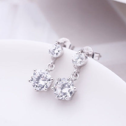 Women's Sier Plated Cute Double Ornament Small Rings