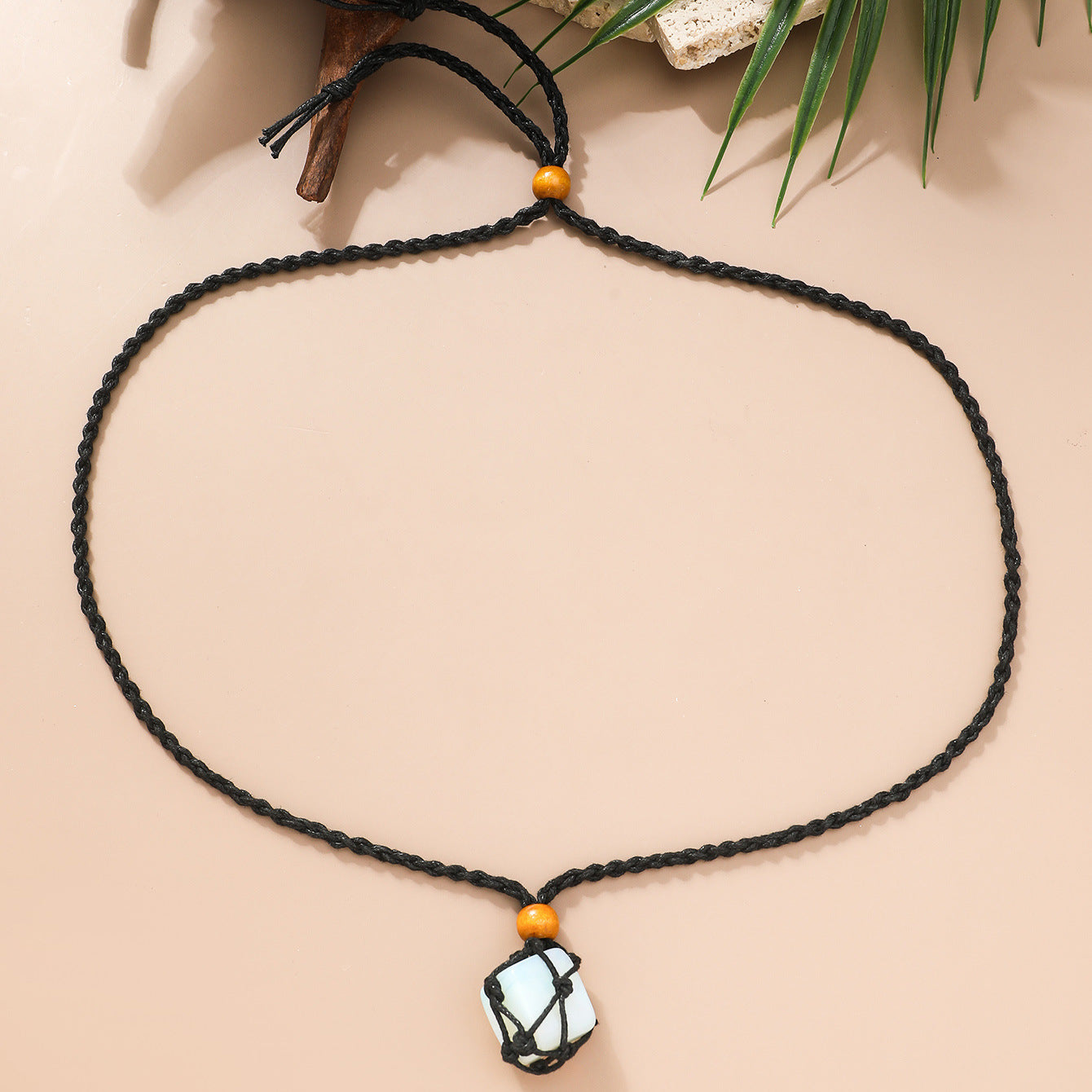 Particle Irregular Natural Stone Pendant Mesh Necklaces
