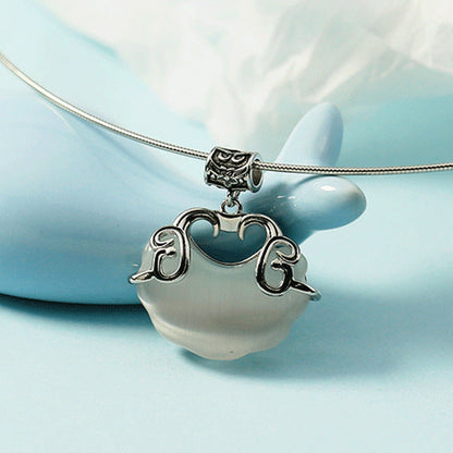 Retro Longevity Lock Pendant Ethnic Style Chalcedony Opal Necklaces