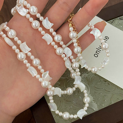 Ni Natural Cat Fritillary Pearl Female Necklaces