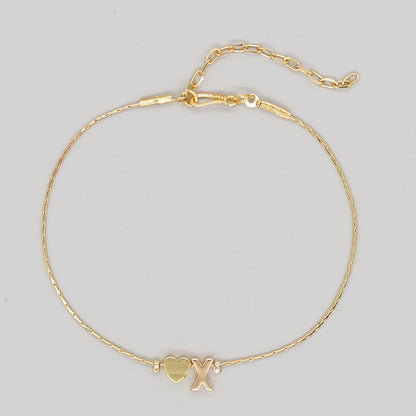 Women's Chain Gold Plated Peach Heart Heart-shaped Letter Bracelets