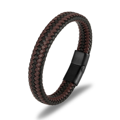 Men's Fashion Woven Leather Simplicity Stainless Steel Bracelets