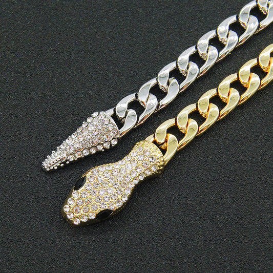 Short Full Diamond Snake Head Magnetic Necklaces