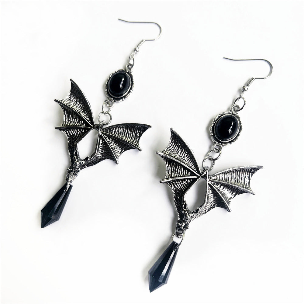 Punk Style Jewelry Gothic Bat Red Earrings